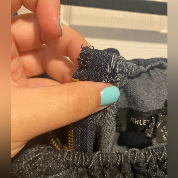 Ashley Stewart Plus Ruffle Off-Shoulder Sleeve Denim Jumpsuit Size 26 - Picture 6 of 11